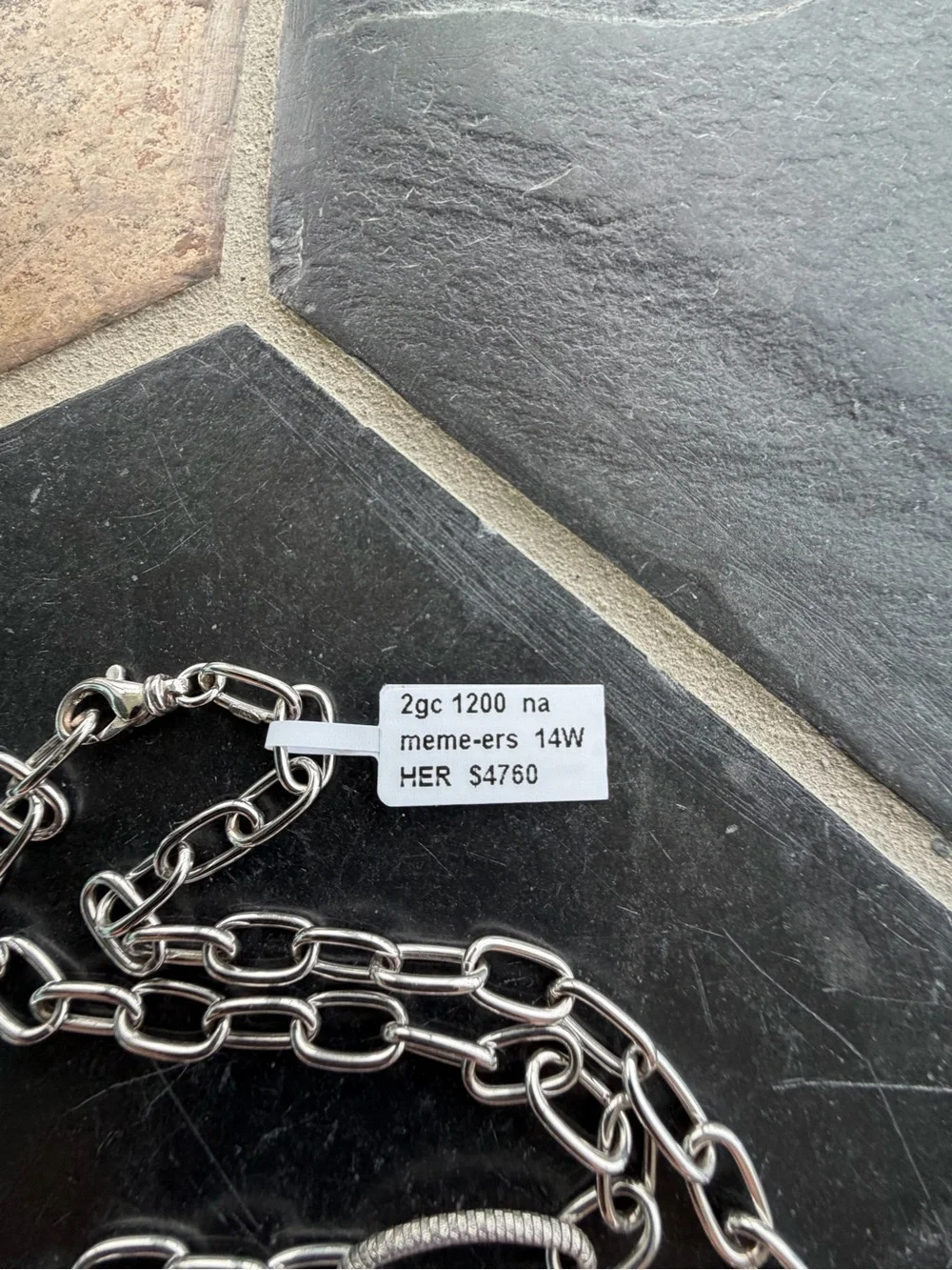 14kt White Gold Fancy Open Circle Link Necklace 24”long